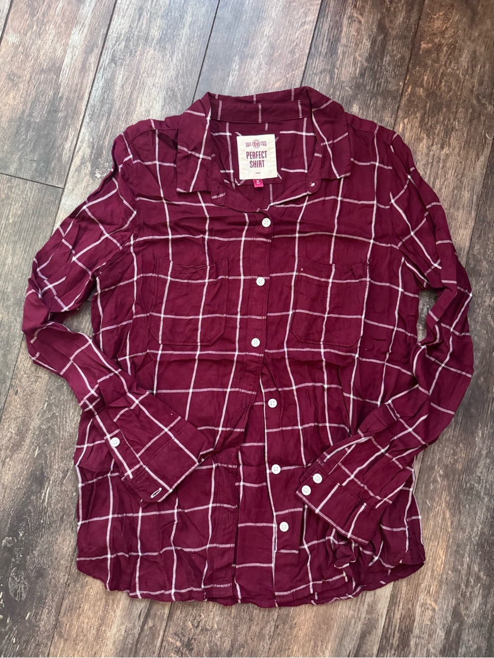 SO Burgundy Windowpane Button-Down Shirt